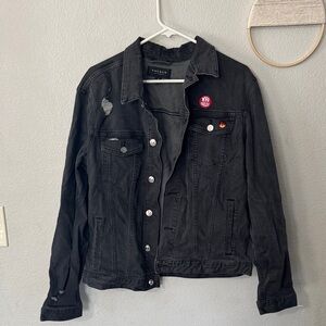 PACSUN Distressed Black Jean Jacket